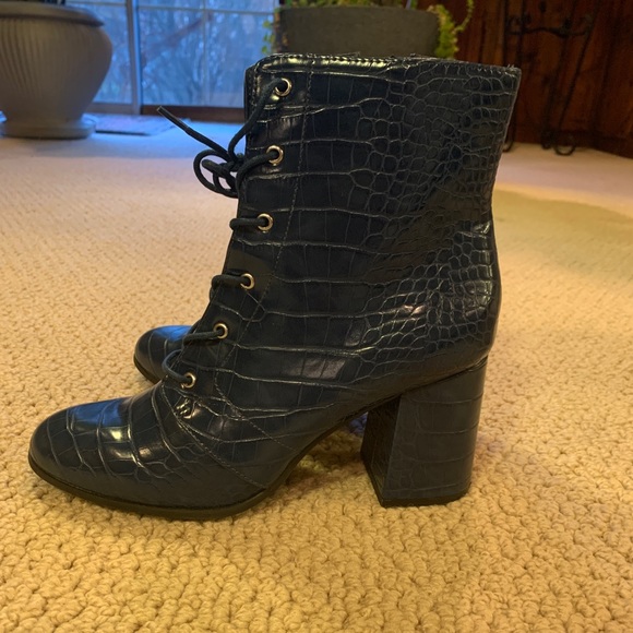 Blue Faux Python Booties - Picture 3 of 4
